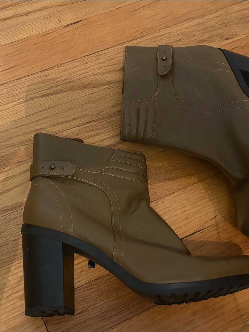 Women's Olive Green Ankle Heel Boots